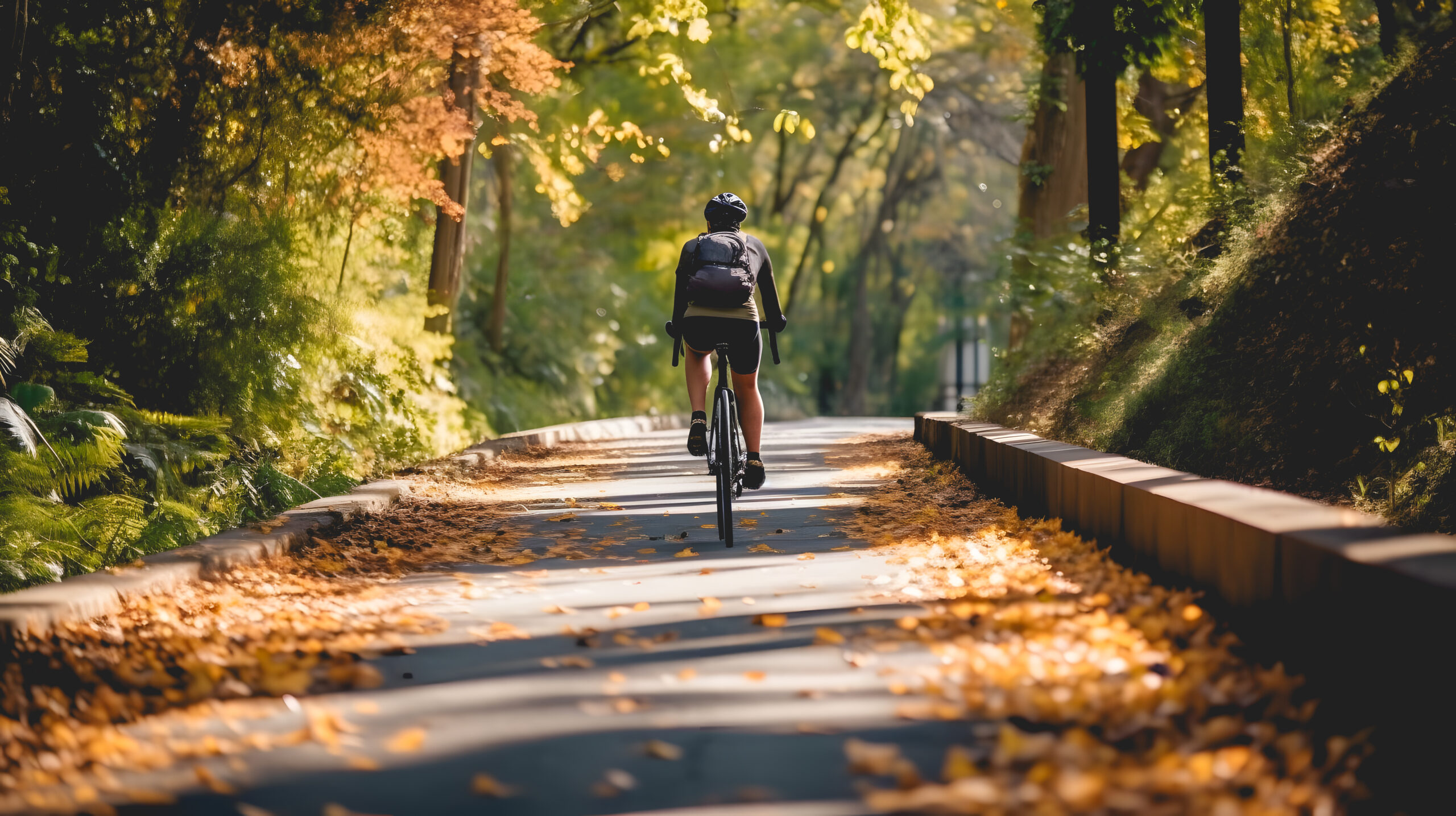 une personne en train de faire du vélo sur la route.